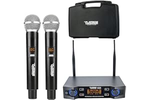 Platinum UHF wireless microphone system, dual-channel handheld wireless microphone, with professional karaoke receiver and 2 