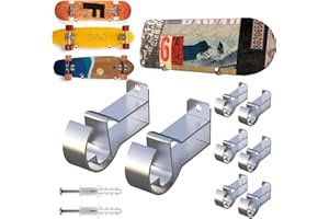 ezbnb 4 Packs Skateboard Rack Horizontal Skateboard Wall Mount Aluminum Skateboard Hanger for Display Skateboard Deck Storage for Room, Garage - Silver