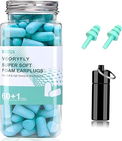 VeoryFly Soft Foam Ear Plugs for Sleep 122 Pcs 38 dB SNR Noise Cancelling