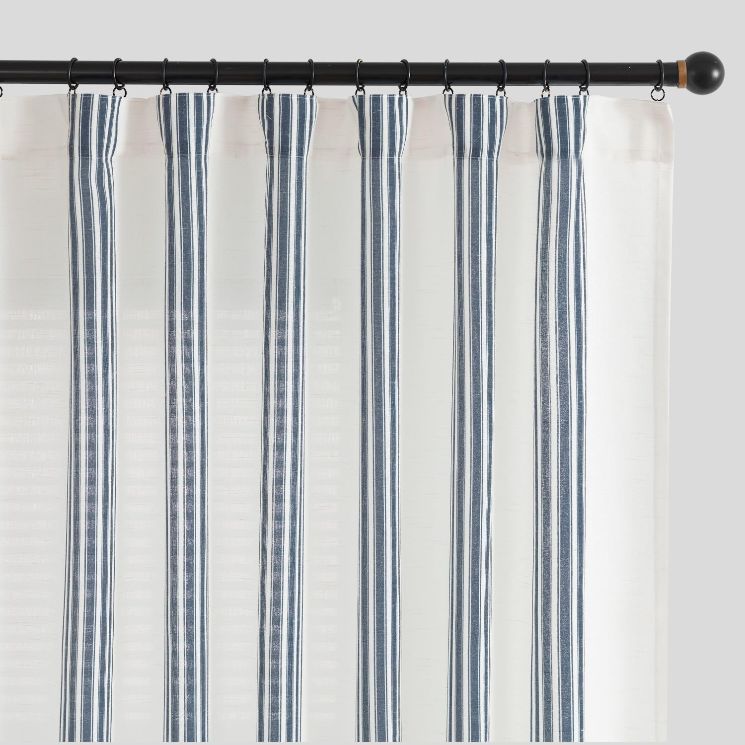Photo 1 of jinchan Striped Linen Blend Curtains 96 Inches Long for Living Room Blue Stripe Semi Sheer Light Filtering Modern Farmhouse Coastal Drapes for Bedroom Curtain Set 2 Panels