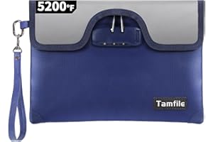 TAMFILE 5200°F Fireproof Money Bag with Lock, Water Fireproof Document Bag with Zipper, 8 Layers Fire Insulation, Small Fireproof Safe Storage Pouch with Lock for Cash, Passport, (8.3" x 11", Blue)