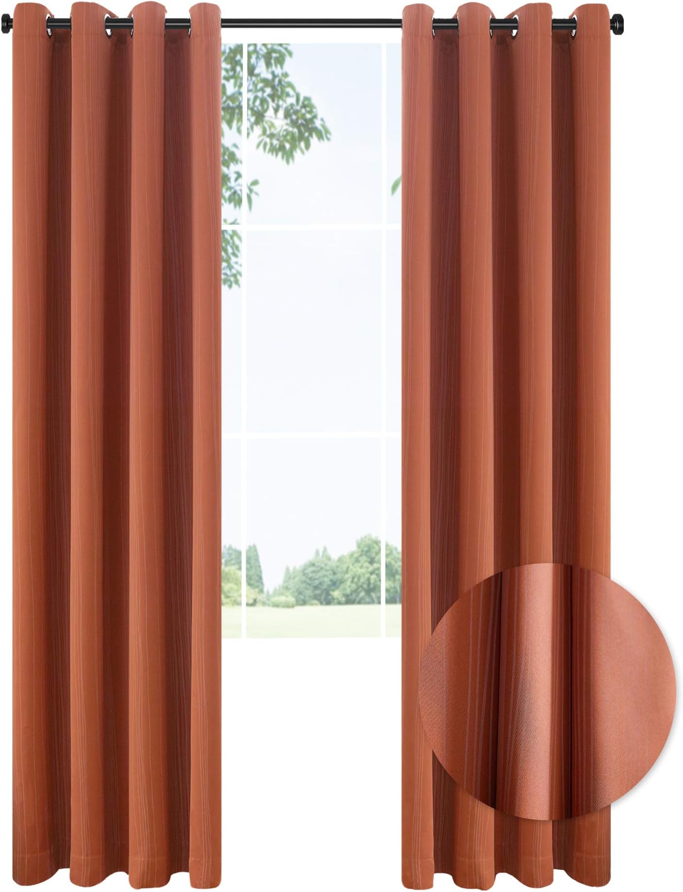 CANIRICA Blackout Curtains 2Pack Panels Thermal Insulated Window Curtains Panels Grommet Room Darkening Curtains (52Wx95L,Orange,2packs)
