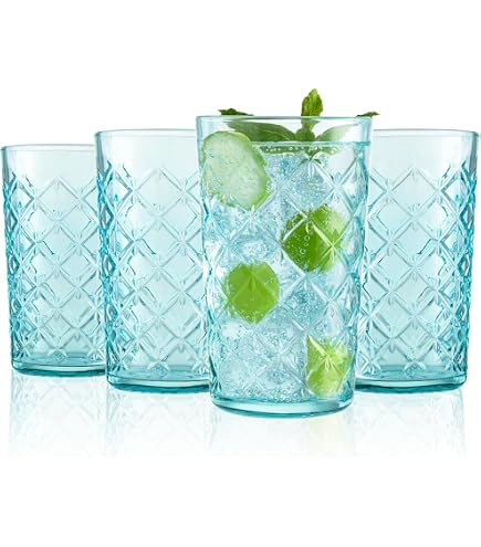 12-Piece Blue Acrylic Drinking Glasses Set - 6x 18oz Highball & 6x 12oz  Rocks Glasses, Unbreakable Plastic Tumblers For Cocktails Party Drinkware  Plastic Cups
