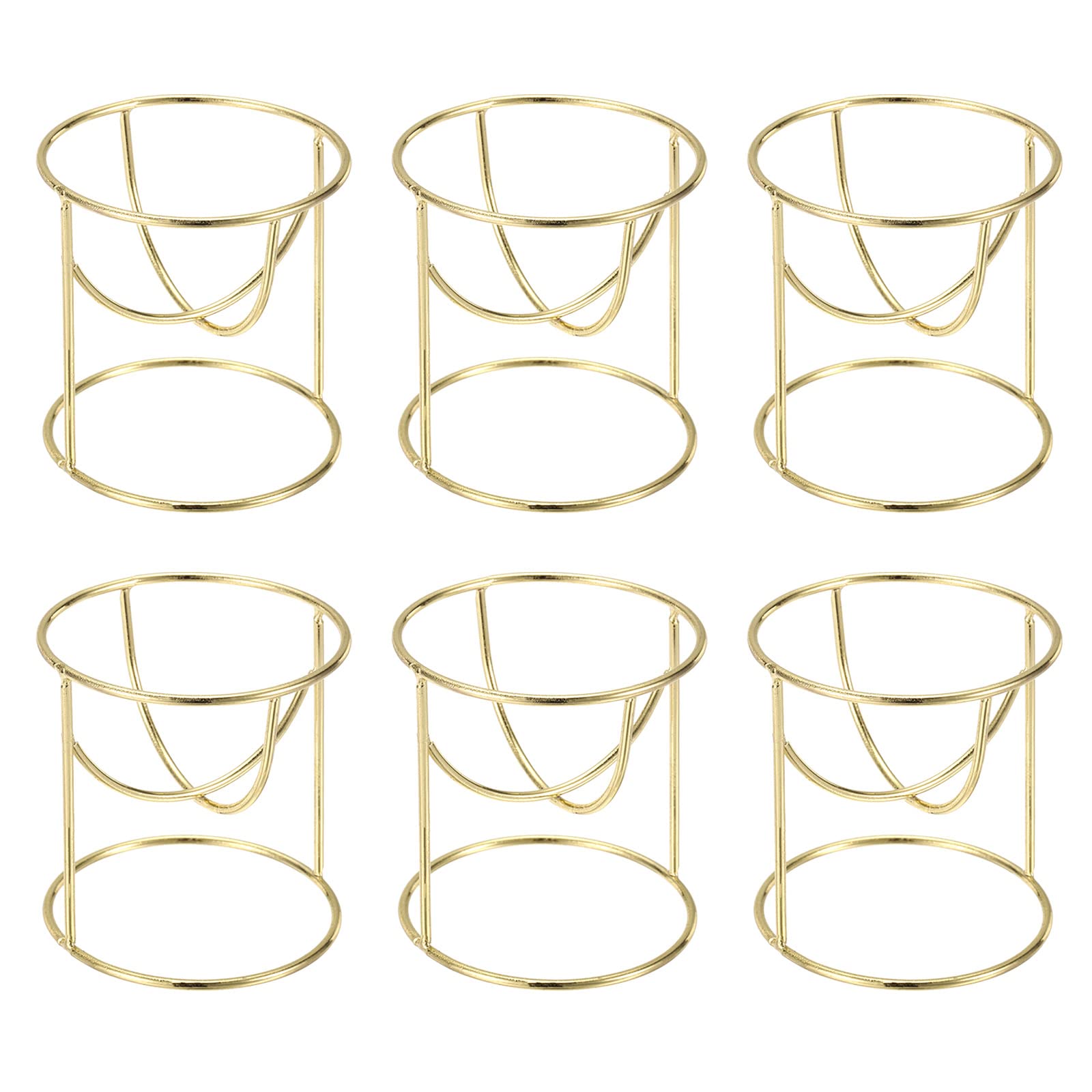 PATIKIL Air Plant Stand Holder, 6 Pcs Round Metal Air Plant Pot Container for Home Bedroom Office Decor, Gold