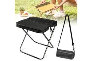 hoehew Portable Stool for Mountaineering and Hiking, 2025 New Lightweight Foldable Stool with Carrying Bag, Outdoor Footstool for Picnic Hiking Fishing (Black, Large)