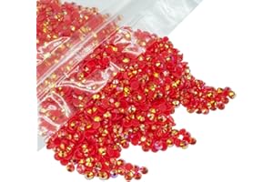 qiipii 3000PCS 5mm Red AB Resin Rhinestones for Crafts Dark Red AB Flatback Jelly Rhinestones Bulk SS20 Non-Hotfix Stones Diamonds Crystals Gems for Mugs Tumblers Bottles Cups DIY Crafts Decoration