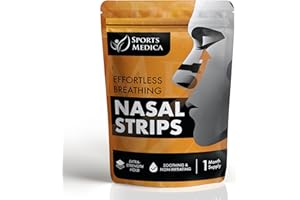 Sports Medica Nasal Strips for Snoring, Snoring Solution Nose Strips for Breathing Support, Comfortable Strong-Adhesive Tape for Better Sleep and Night Time Relief, 30 Count
