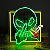 Green Alien Dimmable LED Neon Sign | Wall Decor for Bedroom, Game Room & Home Bar | Kids Birthday Gift