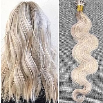 Ugeat 22inch 50gram I Tip Human Hair Extensions Pre Bonded Hair Color 18 Ash Brown Highlighted