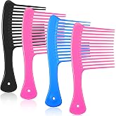 Romooa 4 Pack Large Wide Tooth Comb Jumbo Rake Comb for Curls Wet | Big Detangler Shower Thickened Salon 4c Hair Pick for Women and Men Hair Styling, Long, Straight, Wig, Dry, Mixed Colors
