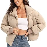 Acubozzntb Women's Puffer Jacket Long Sleeve Zip Up Warm Baggy Winter Jackets for Women