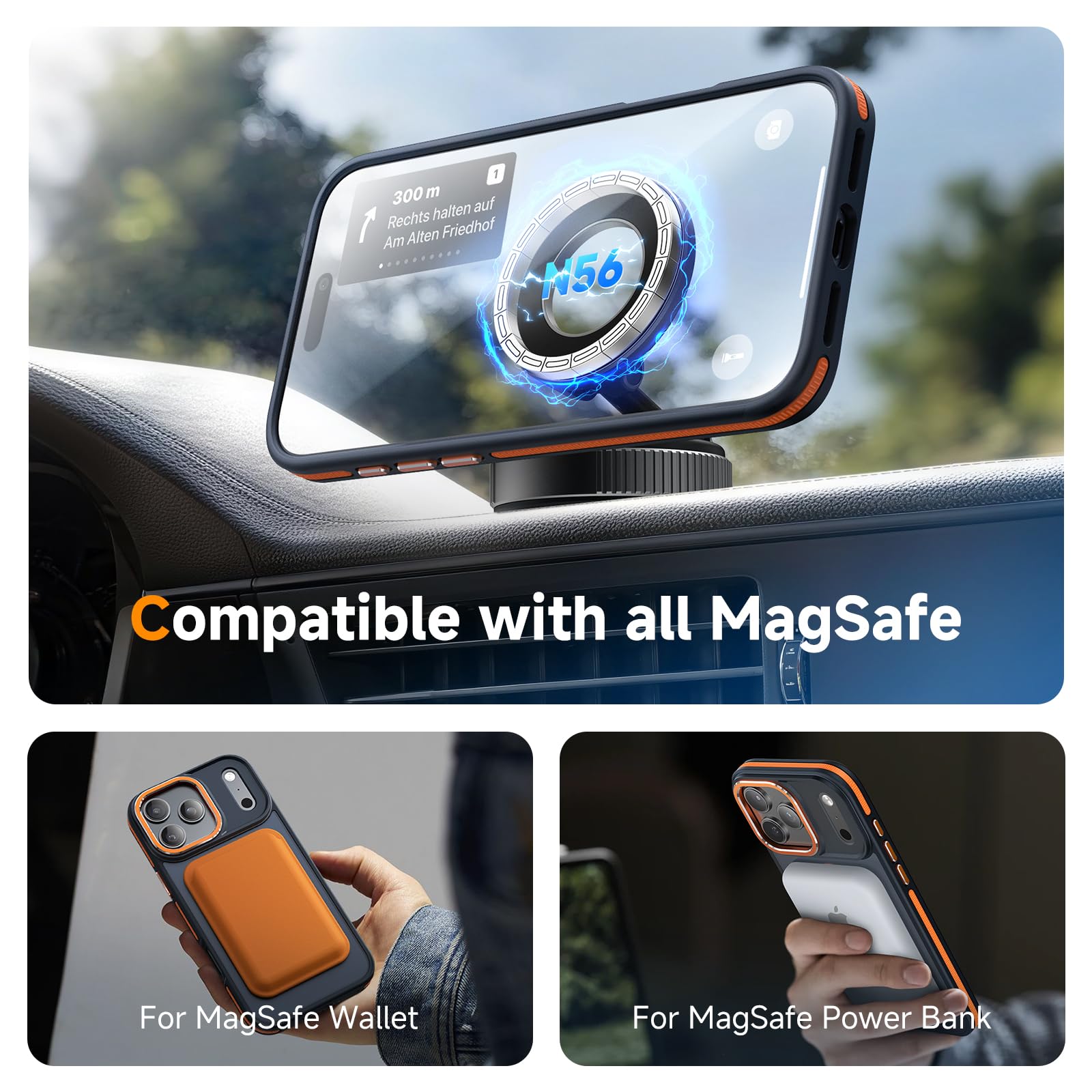 Magnetic 3 in 1 for iPhone 17 Pro Max Case, [Omni-Directional Protection] with 1x Screen Protector + 1x Camera Cover, [Seamless Work with Magsafe] Protective Case for iPhone 17 Pro Max Cosmic Orange