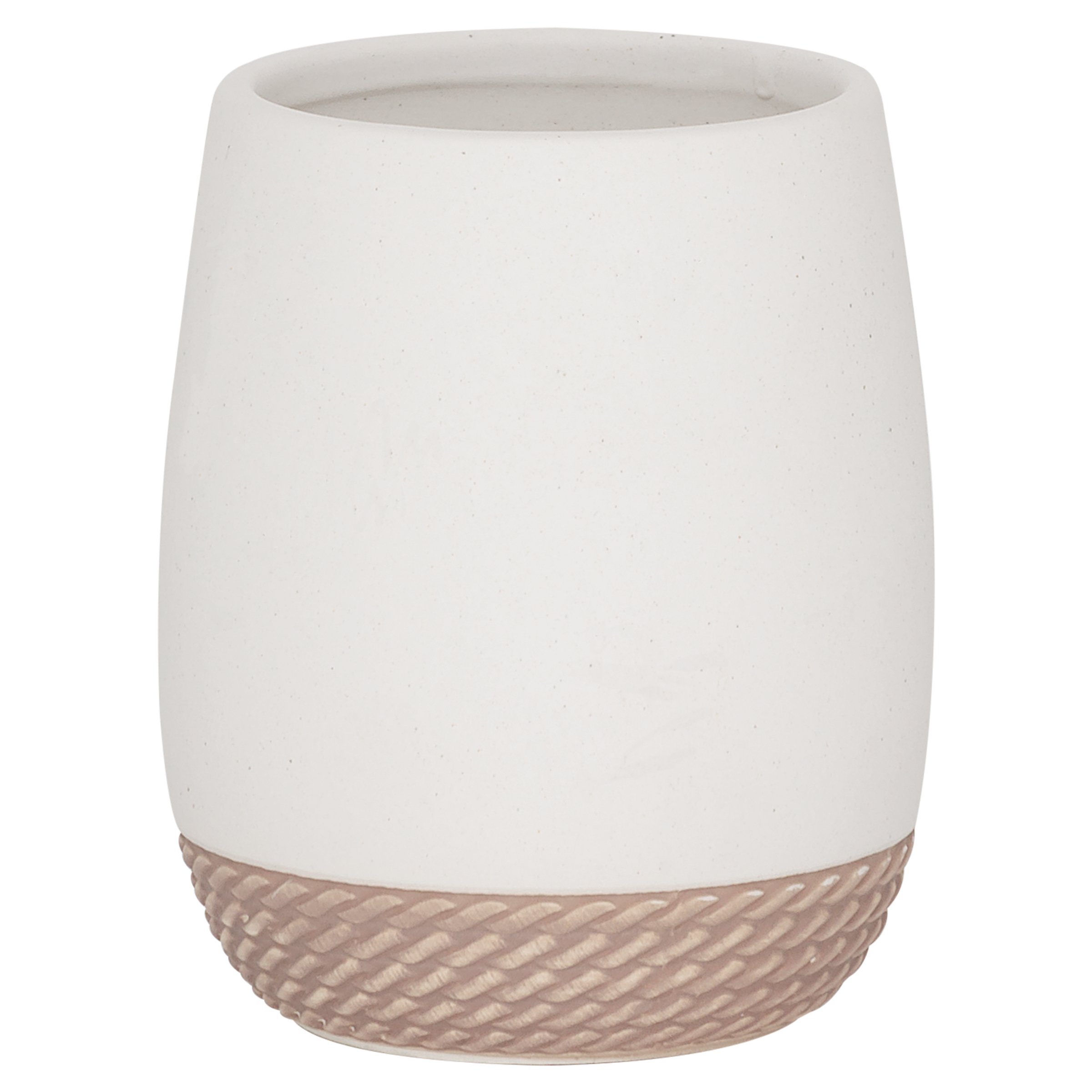 Sealskin Braid Tumbler, Ceramic, White, 8.3 x 10 x 8.3 cm