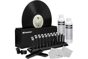 Knox Gear Vinyl Record Cleaning Kit to Reduce Static, Skips, Dust and Fingerprints - Includes Record Cleaner Fluid, 2X Disc Spin Record Brush