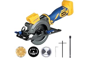 WITLIGHT Mini Circular Saw Compatible with DeWalt & Mellif 20V MAX Battery (Tool Only) Cordless Tile Saw with Brushless 5,000RPM, 3-Saw Blade 4-1/2", Depth 1-11/16"-90°, 1-1/8"-45°, Laser Guide for Metal, Wood