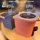 SWISSPACK Revolving Spin Mop and Bucket Set Orange Grey with Extra Pads view 3
