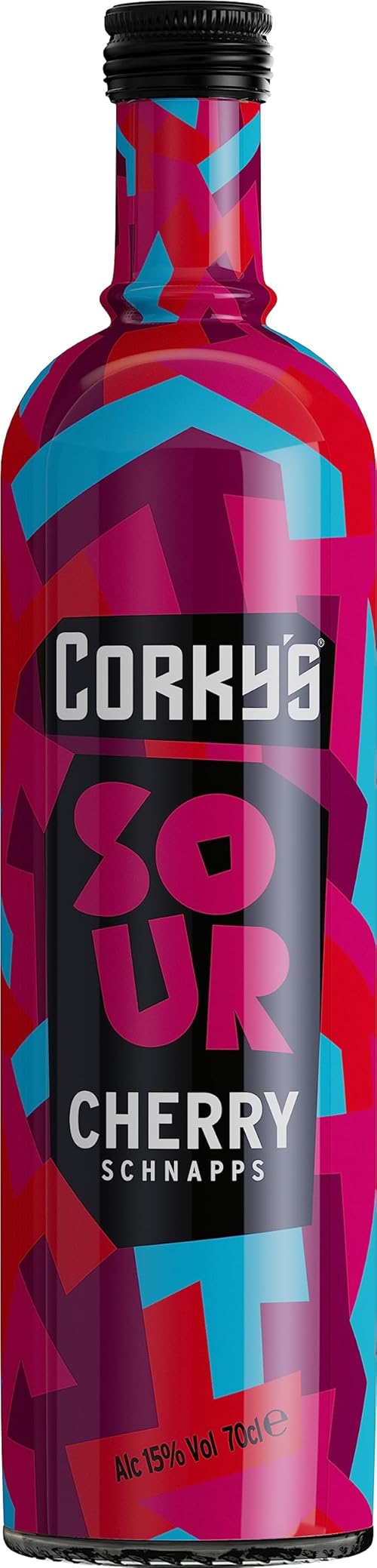 Corky's Sour Cherry Schnapps 70cl | Shots | 15% ABV |Sour Liqueur |Party Shots, Cocktail Ingredient, Pre Drinks, Cherry Cocktails,