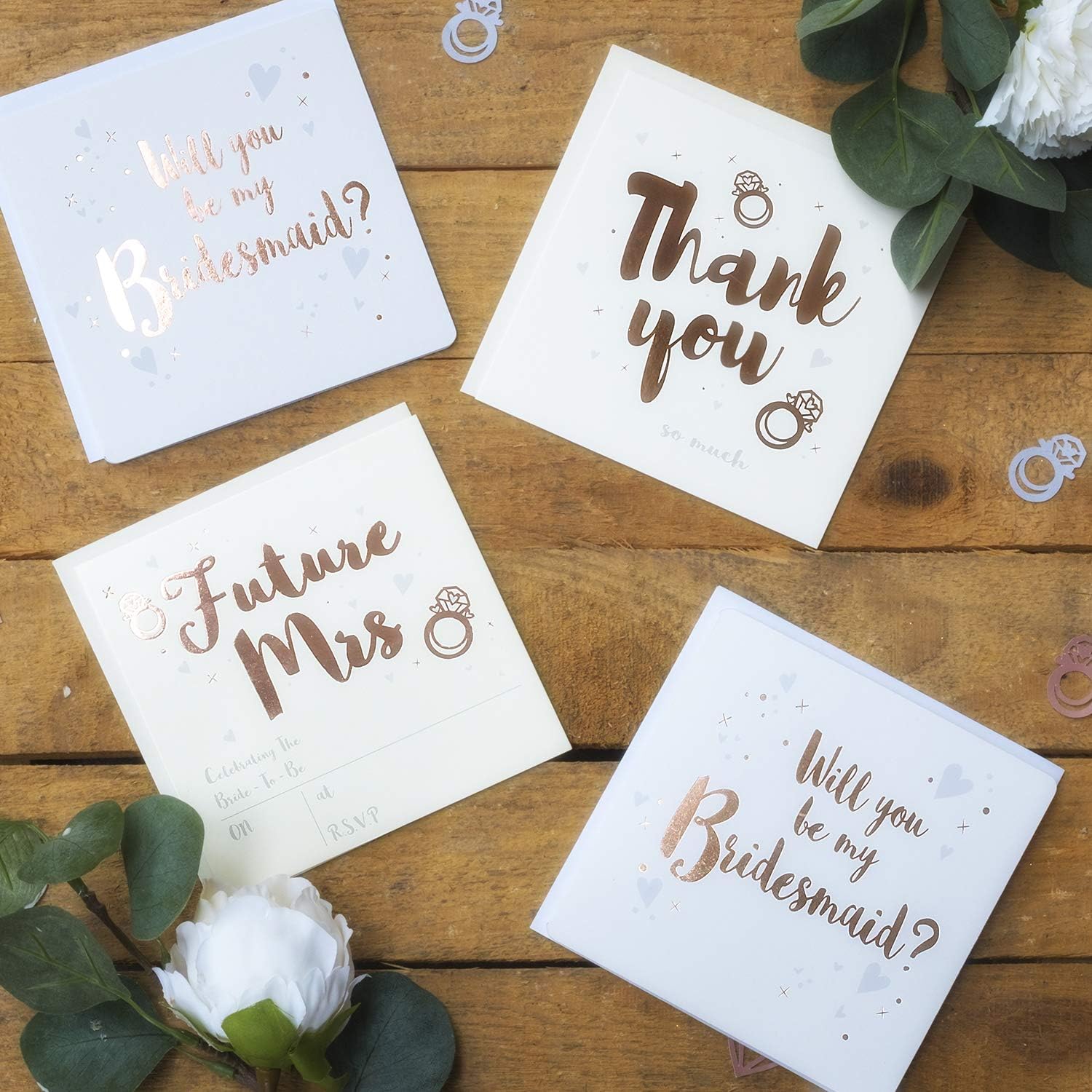 Will You Be My Bridesmaid Cards - Rose Gold with Personalised Photo Insert (4 Pack), 13cm x 13cm - Image 4