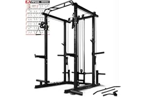 RitFit Multi-Function Squat Rack Power Cage PPC03 with Cable Crossover System, 1000LBS Capacity Power Rack and Packages with Optional Weight Bench, Barbell Weight Set, for Garage Workout & Home Gym