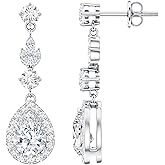 Certified 2.5 Carat Moissanite Dangle Earrings in Silver, D-Vs1 Quality, Moissanite Wedding Earrings - Ideal For Gift