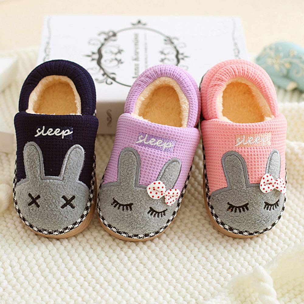 Girl Slippers Bunny Boots, Warm Indoor Home Winter Baby Kid Fluffy Hard Sole Shoes