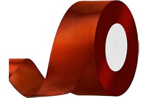 Showin Double Face Polyester Satin Ribbon Dark Red,1-1/2"x Continuous 50 Yards, Use for Bows Bouquet, Gift Wrapping,Wedding,Floral Arrangement & Other Projects