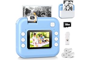 ALOTWAN Kids Camera Instant Print - Digital Camera with Flip Lens, Birthday Gift for Boys Girls, Instant Print Photos for Toddlers HD Selfie 1080P Video, Portable Travel Toys for 4 5 6 7 8 9 10 Years Blue