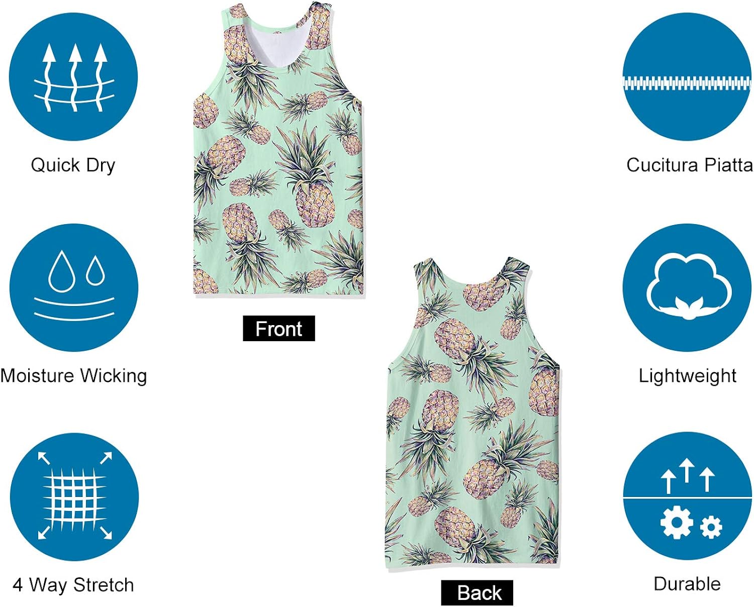 uideazone Mens Tank Top Casual 3D Printed Gym Workout Tanks Cool Sleeveless Graphic T-Shirts: Clothing