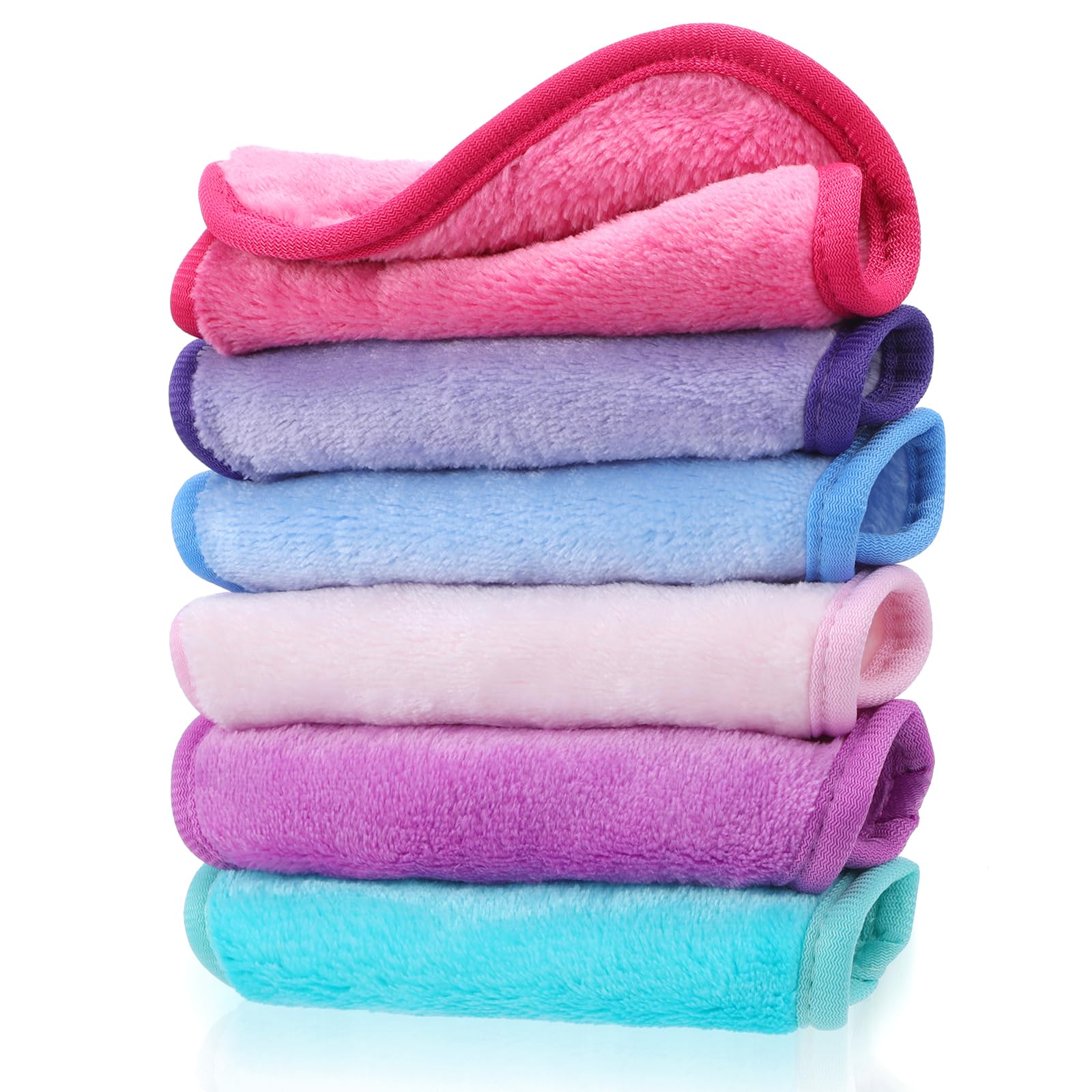 Amabro Reusable Makeup Remover Cloths Soft Microfiber Face Cleansing Cloth Fast Drying WashclothFace Towel For Sensitive Skin Daily Travel Eye Skincare(6 Colors)