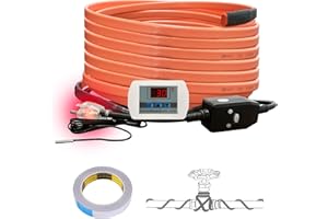 Cupohus Heat Tape for Water Pipes with Digital Display Thermostat 30FT, Freeze Protection Self-Regulating Heat Trace Cable for Metal, Plastic Home Pipes, Roof and RV