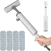 Portable Mini Mop Squeeze for Floor,Window Sill,Ceramic Tile Wall,Stove | Small Short Flat Mop with Rotatable Head and Reusable Microfiber Pads
