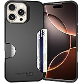 Scooch for iPhone 16 Pro Max Case with Card Holder, Moneymate Wallet Case with Hidden Card Slot and Protection for 4 Cards, 10-Foot Drop Protection, Black