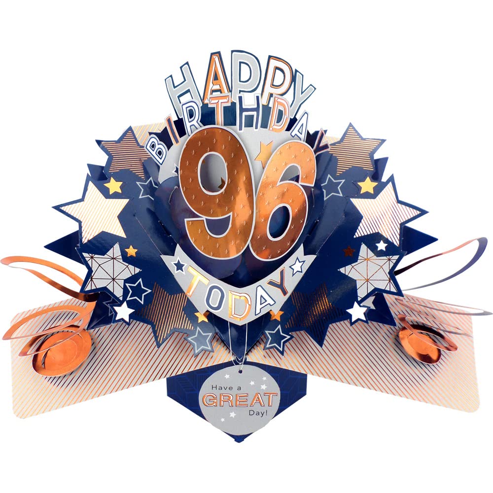 Happy 96th Birthday 96 Today Pop-Up Greeting Card Love Kate's Pop Up Cards Him POP204MC96