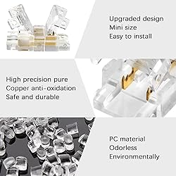 RGBZONE 12Pcs 2pin 8mm COB LED Connectors Strip to