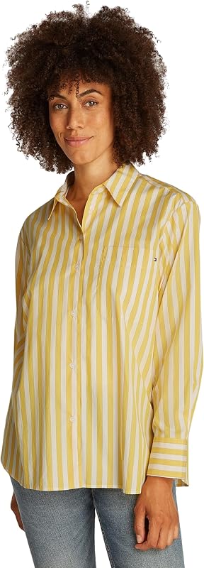 Damen Hemd Poplin Easy Fit Oversized, Mehrfarbig (STP Citronella), 34 — Foto 1 von 6