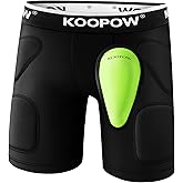 KOOPOW Youth Boys Padded Sliding Shorts with Soft Protective Athletic Cup Underwear for Baseball, Football, Lacrosse