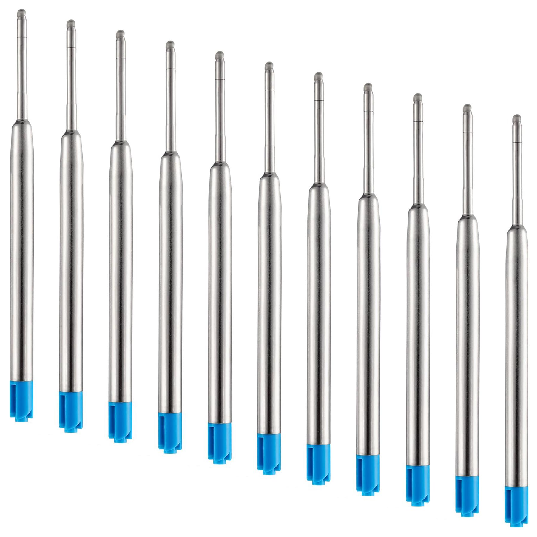HeTaoCat Replaceable Ballpoint Pen Refills Pack of 5, Medium Point Metal Refill (Blue Ink)
