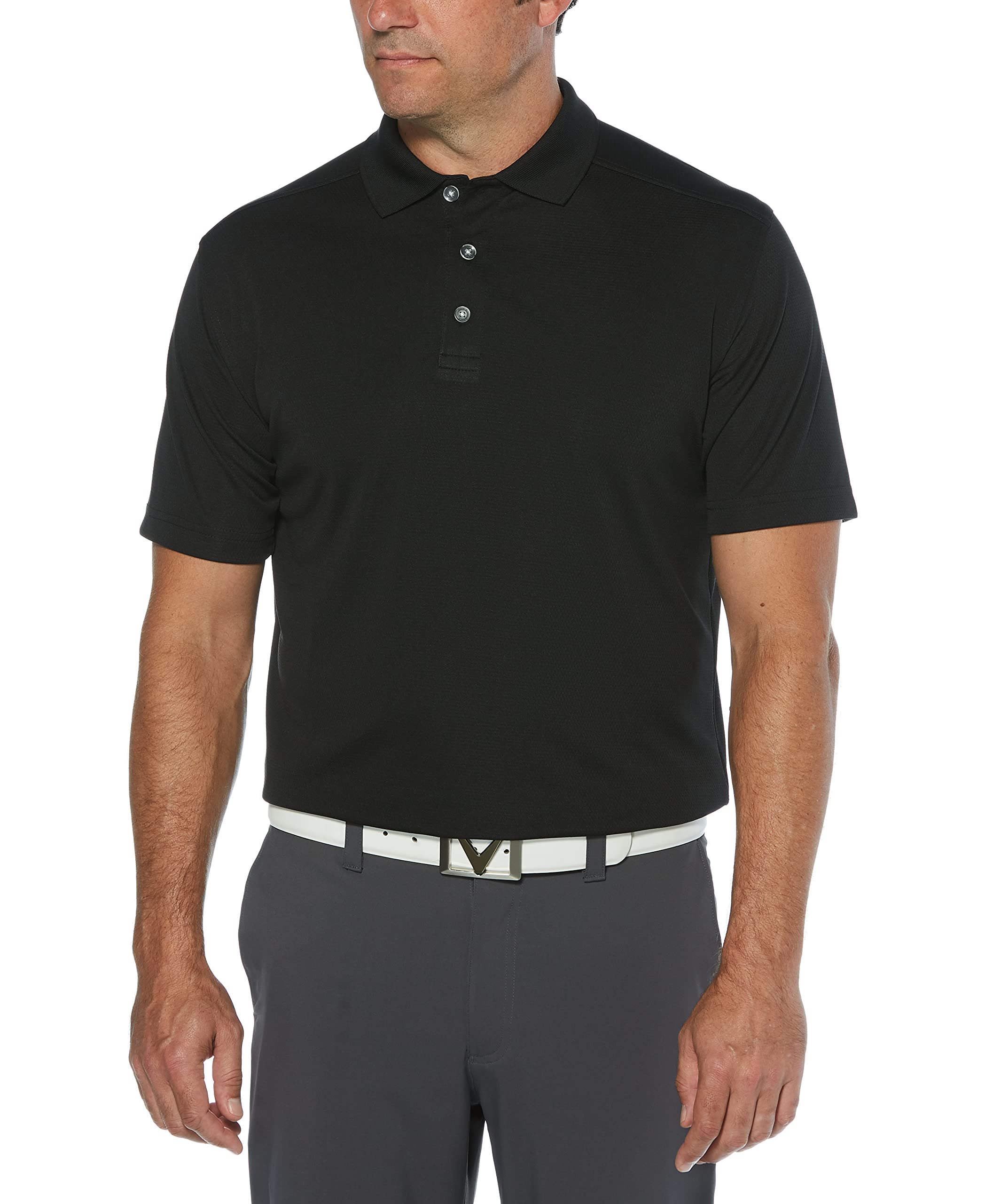 Callaway Men's Big & Tall Golf Performance Short Sleeve Polo Shirt, Black, XX-Large Tall