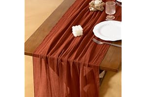 Socomi 3pcs Terracotta Cheesecloth Table Runner Fall Thanksgiving Gauze 120 Inch Rustic Boho Cheese Cloth Runner for Wedding Party Baby Bridal Shower Centerpiece Decoration