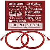 Ferreve 2 Pcs Red String Bracelets for Women Men with Cards Kabbalah Red Rope Bracelet for Good Luck Protection Energy Power Friendship Adjustable Braided Tie Bracelet Cord Thread