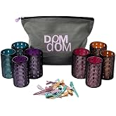 Dom Dom Metal Hair Rollers, Heatless Volume Set, 2 Sizes, Clips &amp; Bag | 4 medium &amp; 4 large rollers, 16 metal clips, canvas travel bag, custom grip, maximum volume &amp; bounce, mid-length to long hair