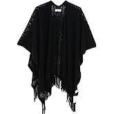 Knit Shawl Wrap for Women - Soul Young Ladies Fringe Knitted Poncho Cardigan Cape