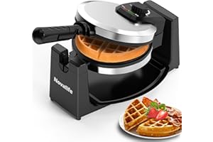 Waffle Maker, Rotating Belgian Waffle Maker, 180° Flip Waffle Iron, Non-Stick Plate, Adjustable Browning Control, Foldable Co