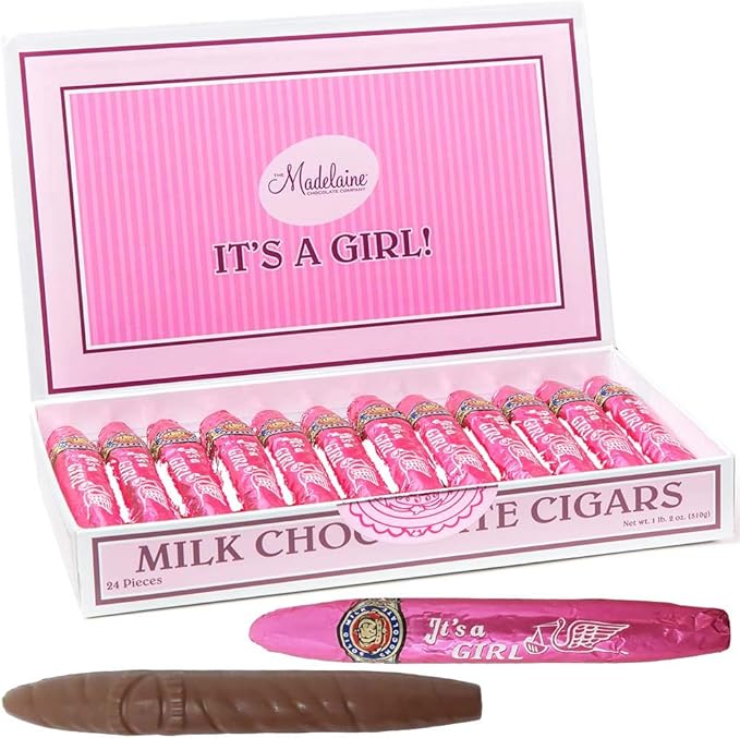 Indulgence Novelty Its A Girl Milk Chocolate Cigars, Box Of 24