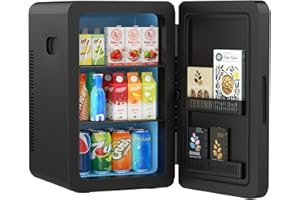 advwin 22L Mini Fridge for Bedroom, 30 Cans Portable Cooler & Warmer Compact Refrigerators with AC/DC Power for Skin Care, Beverage, Cosmetics, Food, Drinks, Office Desk Dorm Room, Black