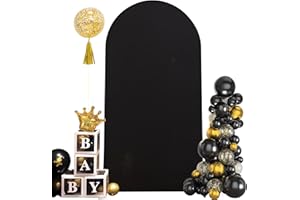 PARTISKY Black Arch Backdrop Cover 7.2FT Spandex Fitted Wedding Arch Stand Covers Round Top Chiara Arch Covers Stretchy Backdrop for Birthday Party Ceremony Banquet Decoration