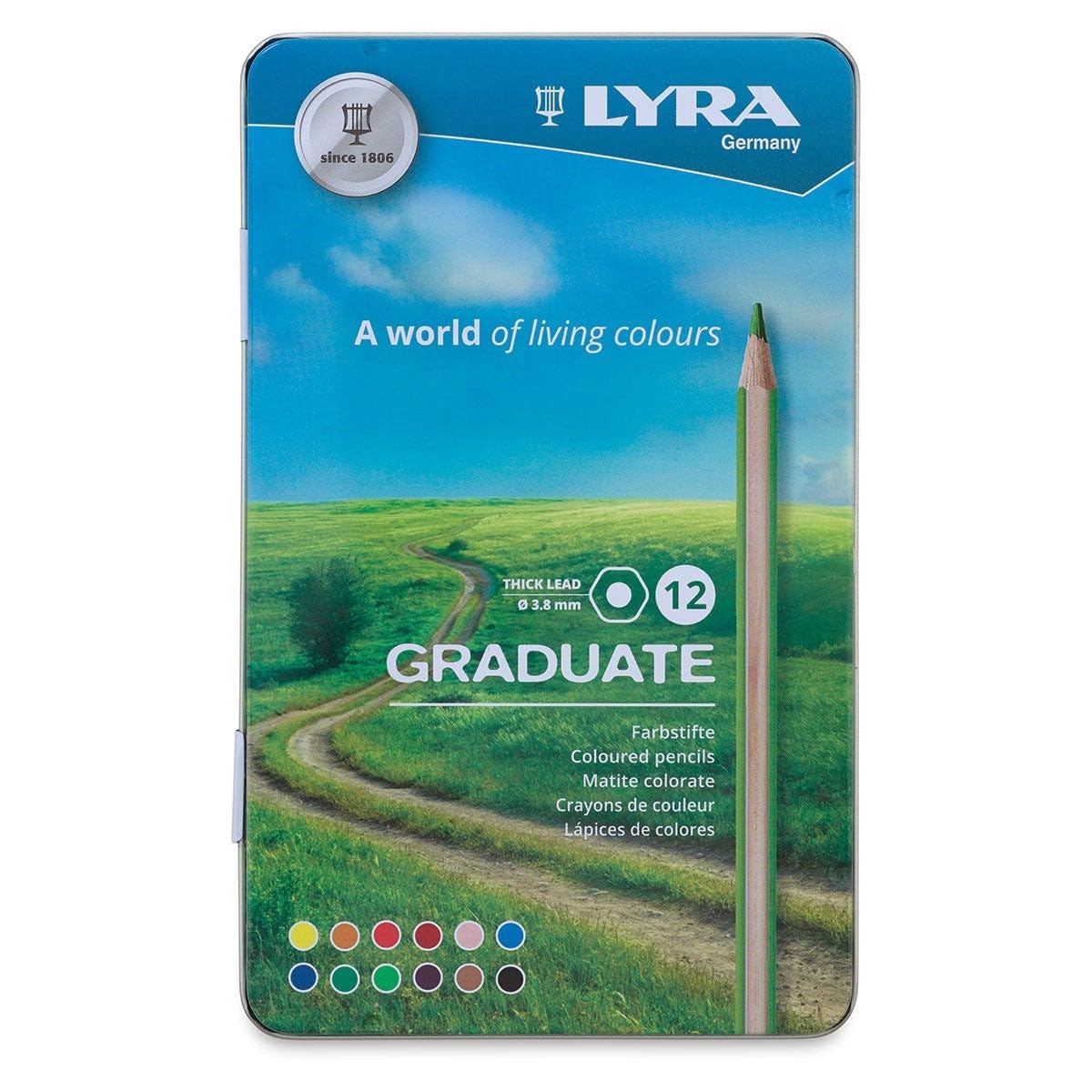 LYRA Graduate Colouring Pencils, 12 Pieces in Assorted colours, Ideal for Students & Schools
