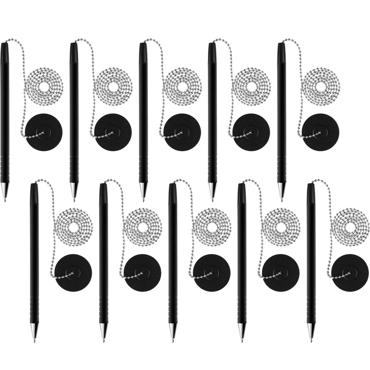 Outus 10 Count Secure Pen with Adhesive Pen Chain and Holder, Black Ink, Ballpoint Pen, Counter-Pens, Security, Minimalist