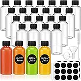 Revahope 16 Pack 2 oz Shot Bottles with Caps, Mini Reusable Plastic Ginger Shots Bottle Leakproof Juice Shot Bottles with Lids for Juice, Oil and Liquid Samples, Small Containers for DIY, Travel