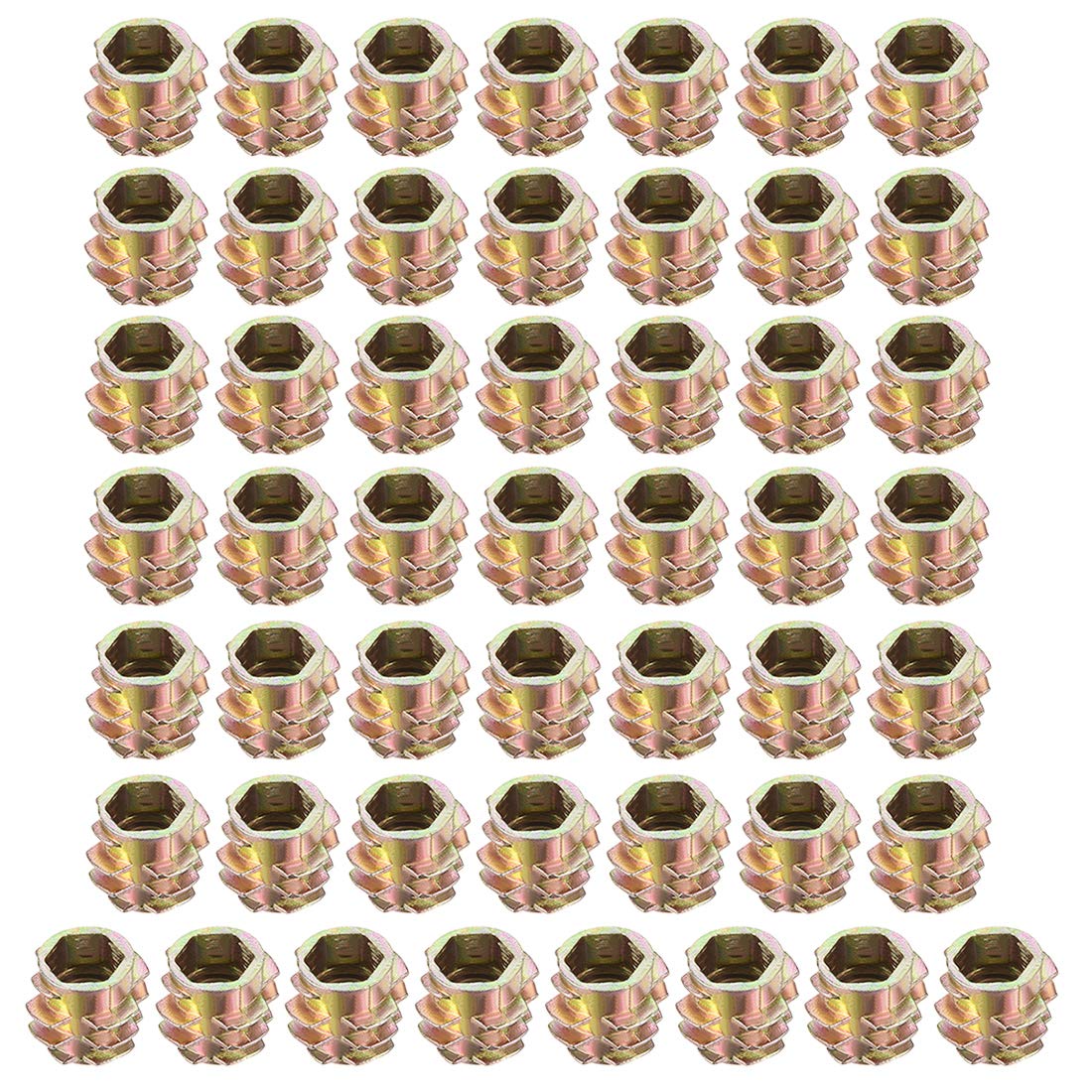 sourcing map Furniture Threaded Insert Nuts Zinc Alloy Hex-Flush M6 Internal Threads 10mm Length 50pcs